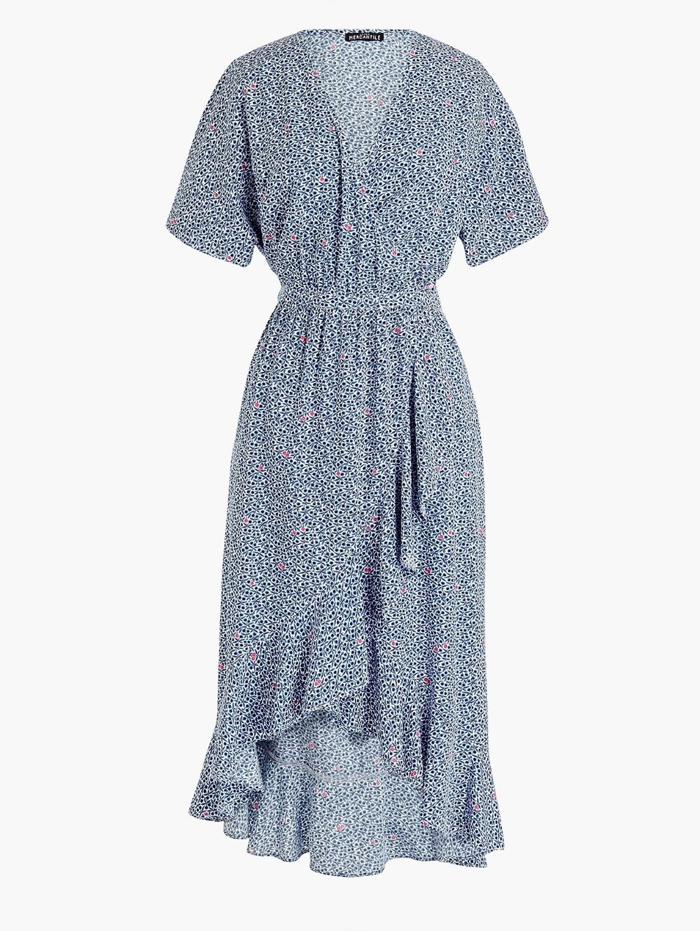 J.Crew Mercantile Ruffle Wrap Blue Floral Hi-Low Midi Flutter Dress Medium